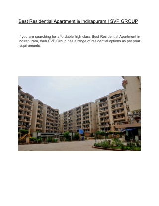 Best Residential Apartment in Indirapuram  | SVP GROUP