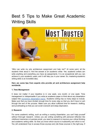 Best 5 Tips to Make Great Academic Writing Skills