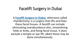 Facelift Surgery in Dubai