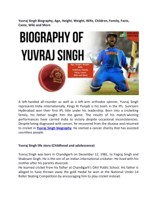 Yuvraj Singh Biography, Age, Height, Weight, Wife, Children, Family, Facts, Caste, Wiki and More