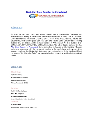 Best Alloy Steel Supplier in Ahmedabad