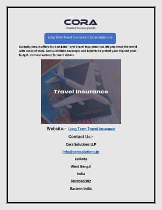 Long Term Travel Insurance | Corasolutions.in