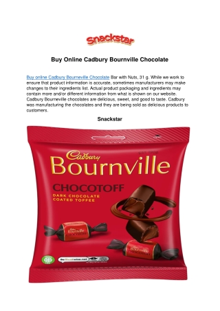 Buy Online Cadbury Bournville Chocolate