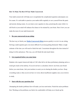How To Make The Best Of Your Math Coursework