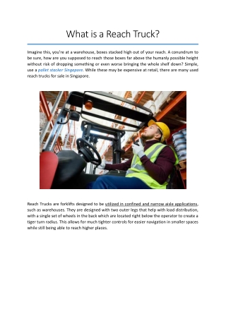 What is a Reach Truck?