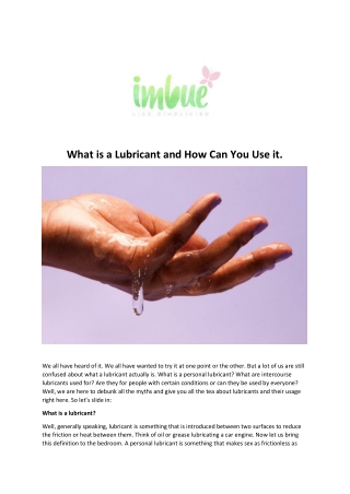 What is a Lubricant and How Can You Use it