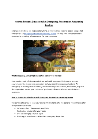 How to Respond to Disaster with Emergency Restoration Answering Services Anserve