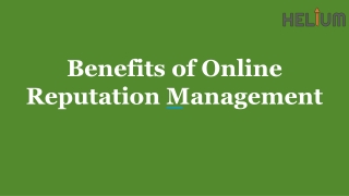 Benefits of Online Reputation Management