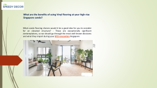 What are the benefits of using Vinyl flooring at your high-rise Singapore condo?