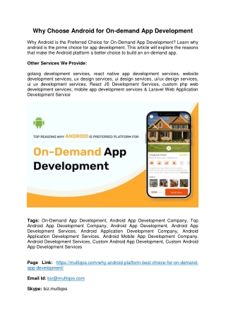 Top Reasons Why Android is Preferred Platform for On-Demand App Development