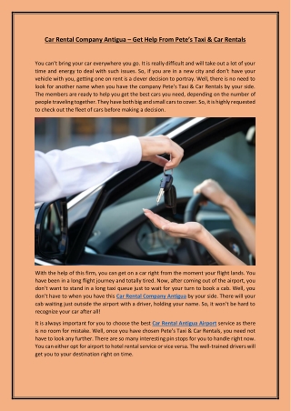 Car Rental Company Antigua – Get Help From Pete’s Taxi & Car Rentals