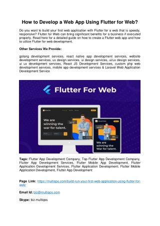 How to Develop a Web App Using Flutter for Web?