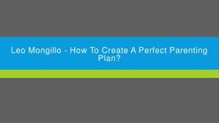 Leo Mongillo - How To Create A Perfect Parenting Plan