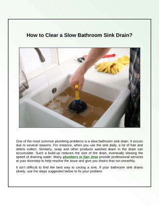 What Tips Help You to Fix a Slow Draining Bathroom Sink Problems?