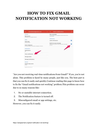 Fix Gmail Notification Not Working - Simple Steps