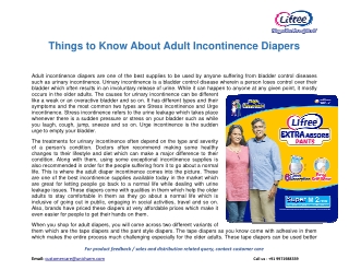 Things to Know About Adult Incontinence Diapers
