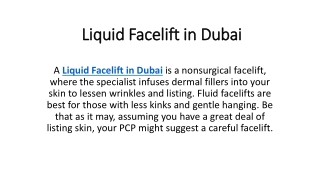 Liquid Facelift in Dubai