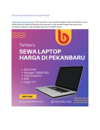 Sewa Laptop Harga Di Pekanbaru, WA 0878 9381 1922