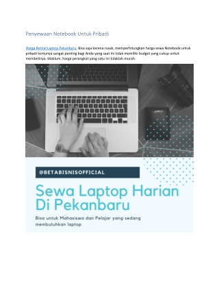 Sewa Laptop Harian Di Pekanbaru, WA 0878 9381 1922