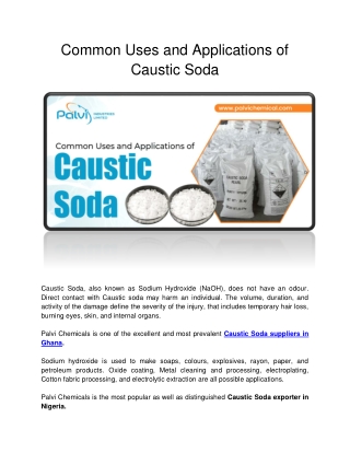 Common Uses and Applications of Caustic Soda