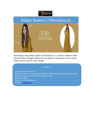 Indian Gowns | Ethnicplus.in