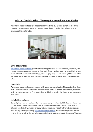 What to Consider When Choosing Automated Blackout Shades