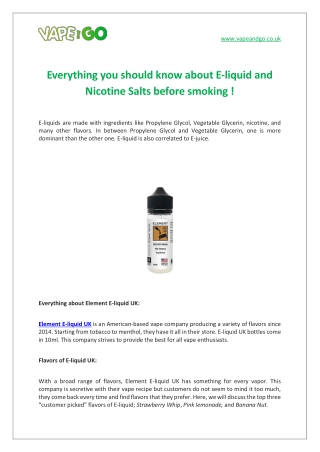 Everything you should know about E-liquid and Nicotine Salts before smoking !