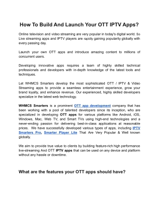 How To Build And Launch Your OTT IPTV Apps?