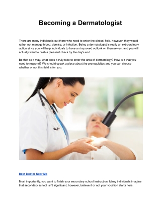 Becoming a Dermatologist
