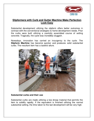 Slipformers with Curb and Gutter Machine Make Perfection Look Easy