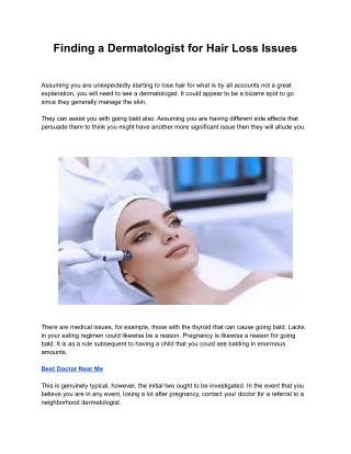 Finding a Dermatologist for Hair Loss Issues