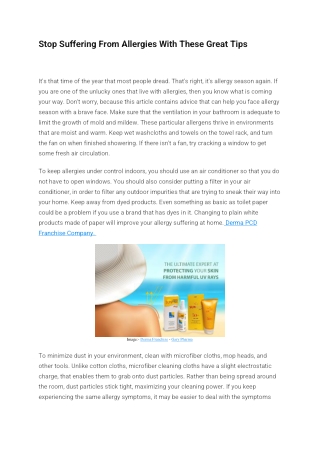 Stop Suffering From Allergies With These Great Tips