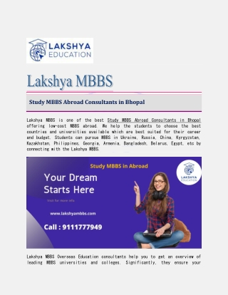 Study MBBS Abroad Consultants in Bhopal