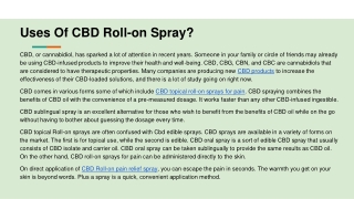 Uses Of CBD Roll-on Spray