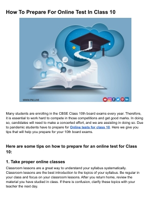 How to prepare for online test in Class 10