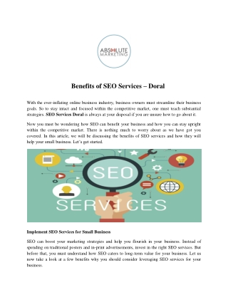 Benefits of SEO Services – Doral
