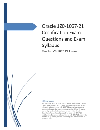 Oracle 1Z0-1067-21 Certification Exam Questions and Exam Syllabus