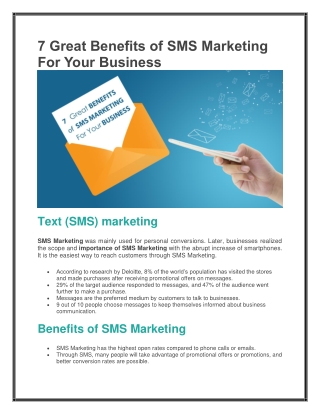 7 Great Benefits of SMS Marketing For Your Business