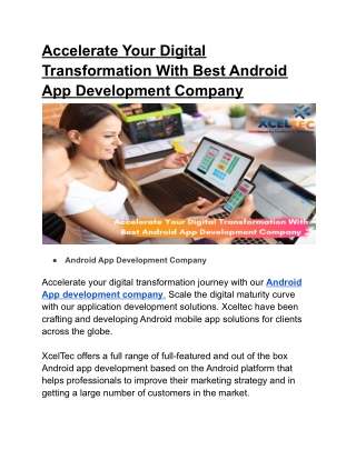 Accelerate Your Digital Transformation With Best Android App Development Company