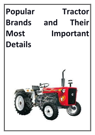Popular Tractor Brands and Their Most Important Details