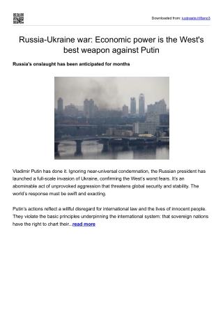 Russia-Ukraine war-Economic power is the West's best weapon against Putin