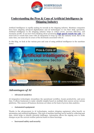 Understanding the Pros & Cons of Artificial Intelligence in Shipping Industry
