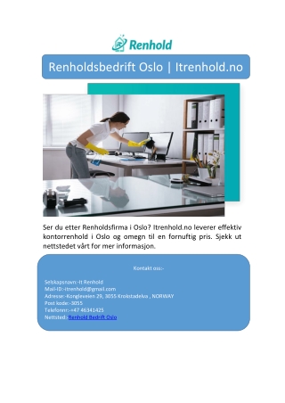 Renholdsbedrift Oslo | Itrenhold.no