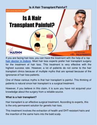 ​Is A Hair Transplant Painful?