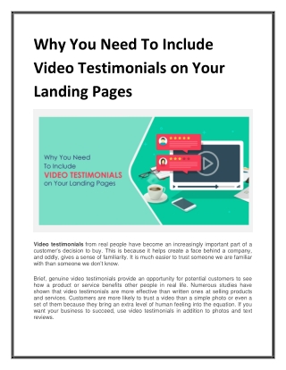 Why You Need To Include Video Testimonials on Your Landing Pages