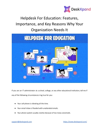 Helpdesk For Education_ Features, Importance, and Key Reasons Why Your Organization Needs It