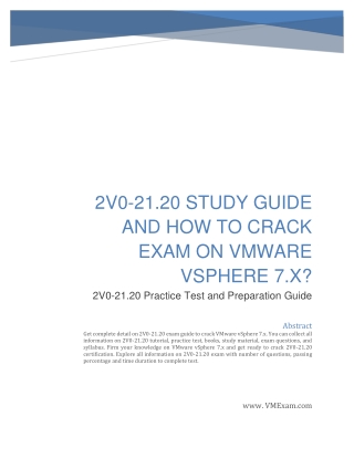 2V0-21.20 Study Guide and How to Crack Exam on VMware vSphere 7.x?