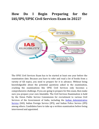 How Do I Begin Preparing for the IAS IPS UPSC Civil Services Exam in 2022