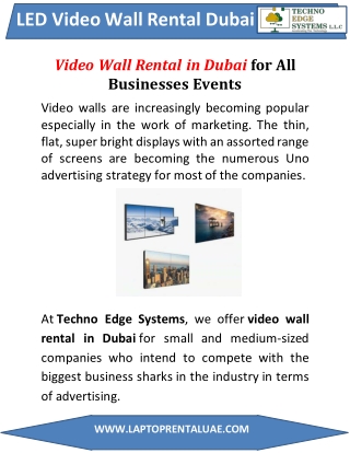 Video Wall Rental in Dubai for All Businesses Events