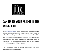 Can HR be Your Friend in the Workplace